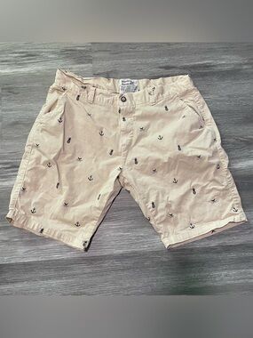 Bespoke Sport Men’s Khaki Chino Shorts Nautical Pineapple Anchor Print Size 38